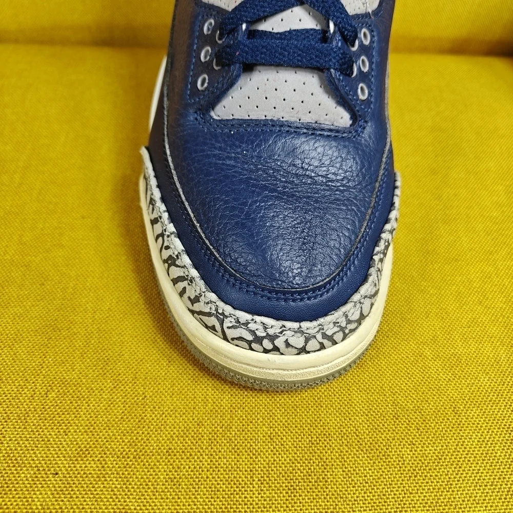 Jordan 3 Retro Georgetown Navy Gray Basketball Sneakers Men's Shoes Size 8